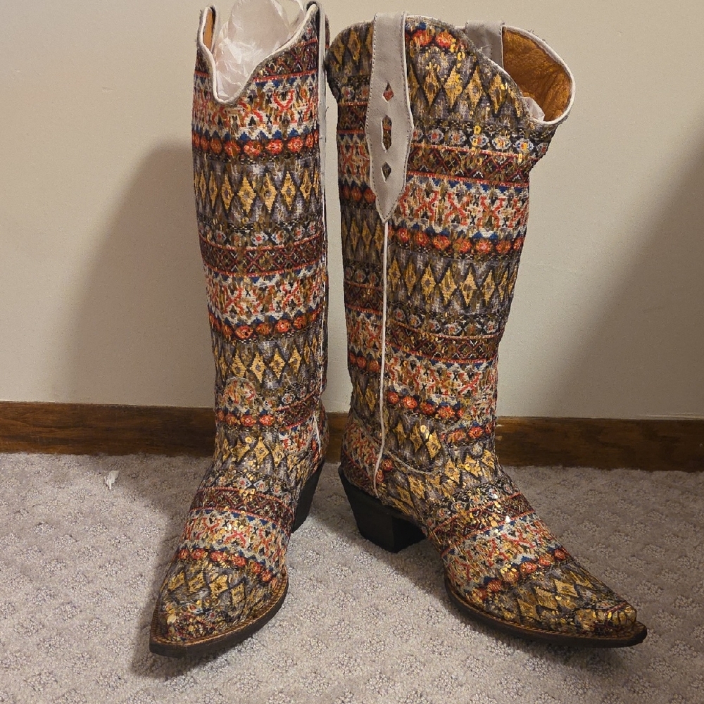 Tanner Mark Handcrafted Fancy Cowgirl BOOT Size 9, EUC